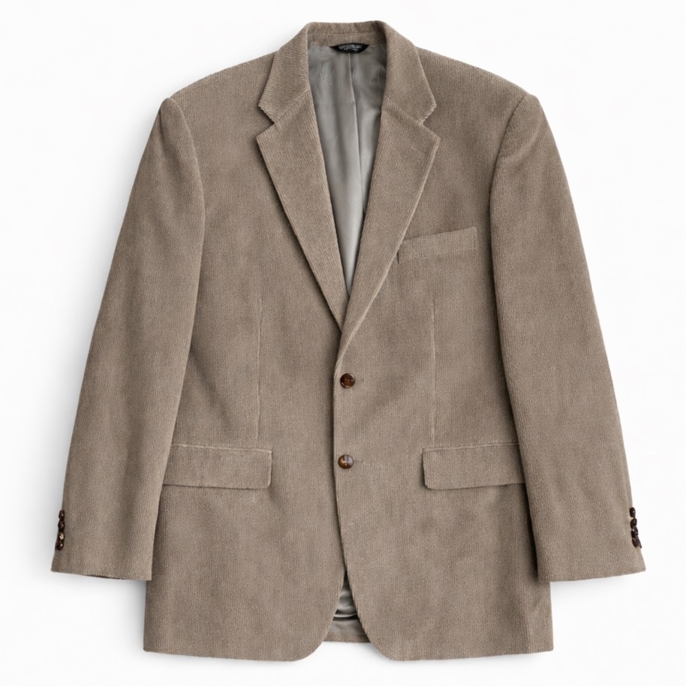 Ralph Lauren 1990s Vintage Corduroy Blazer Classic Office Outdoor Camel Tan 44L